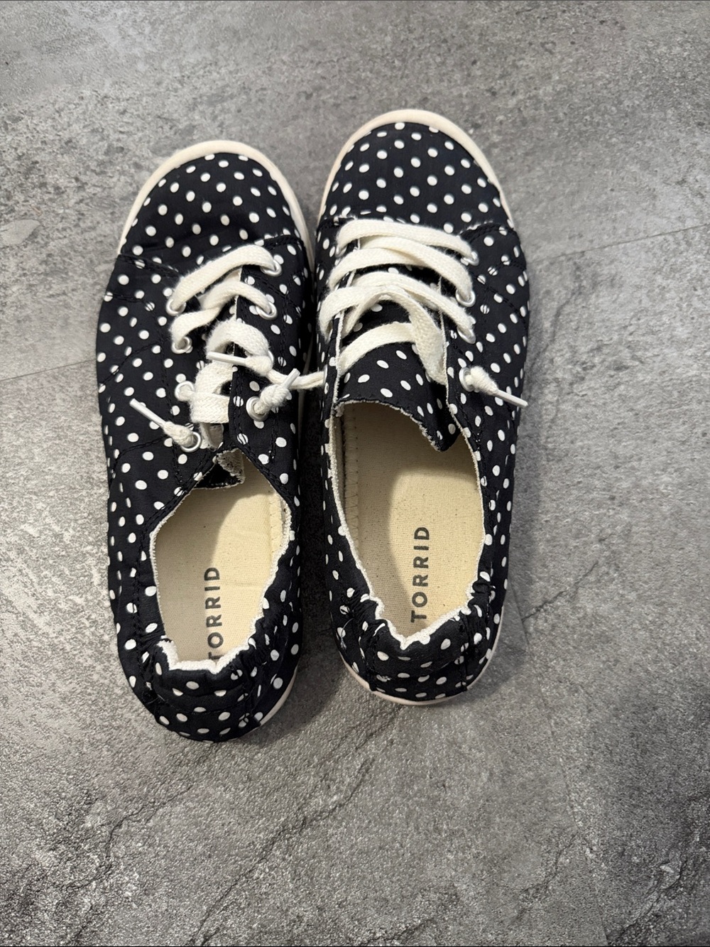 torrid Black with white dots Canvas Lace-Up Sneakers. In good used condition.